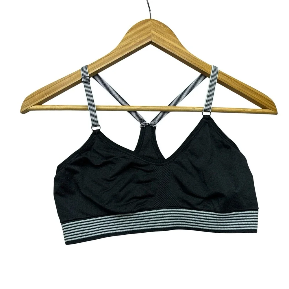 Victoria Secret VSX Womens Sports Bra Medium Black Pullover Racerback Adjustable